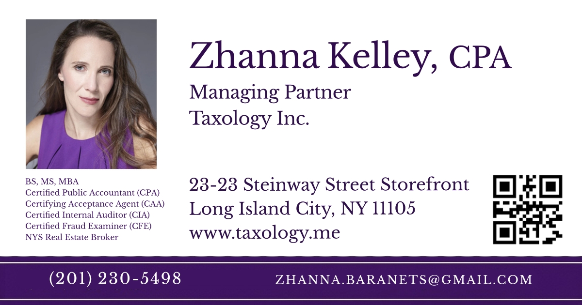 Zhanna Kelley, CPA - Digital Card